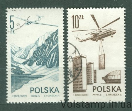 1976 Польща серія марок (Авіація, літаки, гелікоптери) Гашені №2437-2438
