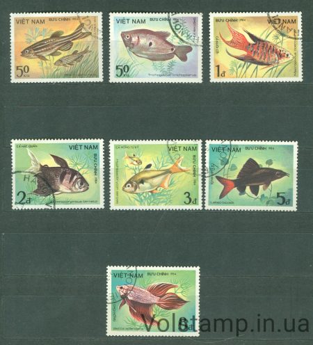 1984 В'єтнам серія марок (Фауна, риби) Гашені №1453-1459a