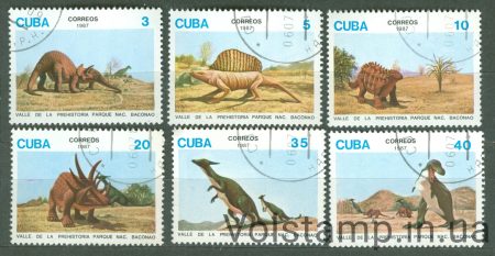1987 Куба серія марок (Фауна, динозаври) Гашені №3109-3114