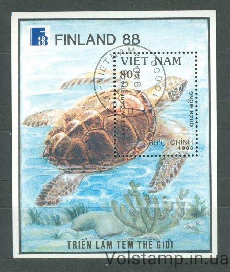 1989 Вьетнам Блок (Фауна, черепха, рептилии) Гашеный №БЛ 69
