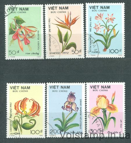 1989 Vietnam stamp series (Flora, flowers) Used №2088-2093