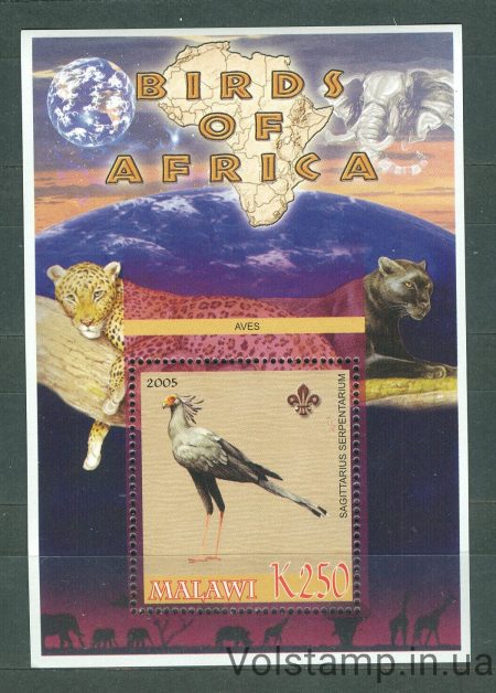 2005 Малаві Незаконні марки блок (Фауна, птахи, дикі кішки) MNH