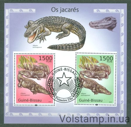 2010 Guinea-Bissau Вlock (Fauna, reptiles, crocodiles) Used №BL864