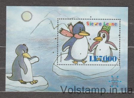 2008 Сьерра-Леоне Блок (Пара пингвинов на айсберге) MNH №БЛ635