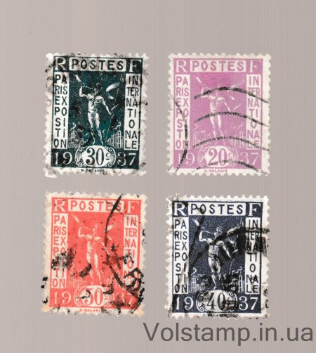 1936 Франция Серия марок (Всемирная выставка Вестник) Гашеная №328-331