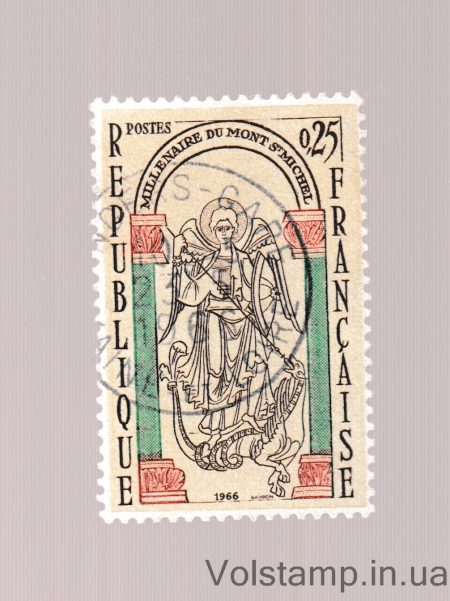 1966 Франция Марка с серии (Миллениум Мон Сен-Мишель) Гашеная №1544
