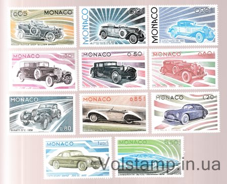 1975 Монако Серия марок (Развитие автомобилестроения) MNH №1191-1201
