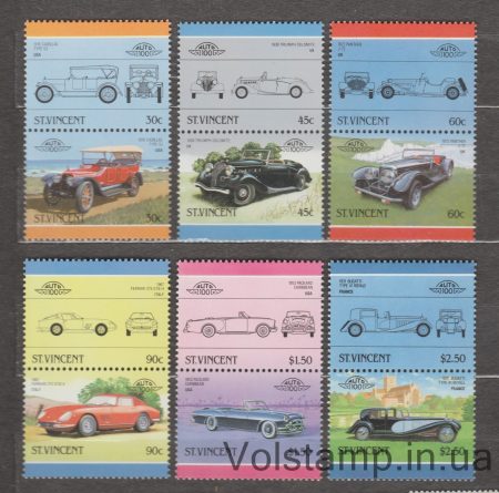 1986 Сент-Винсент и Гренадины Серия марок (Классика Автомобили) MNH №916-927