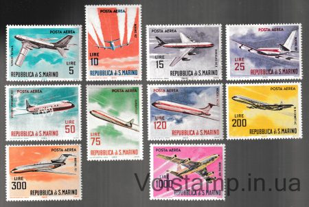 1963 San Marino Stamp series (Modern aircraft) MNH №792-801