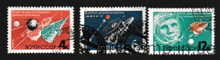 1964 серия марок День космонавтики Гашеная №2926-2928