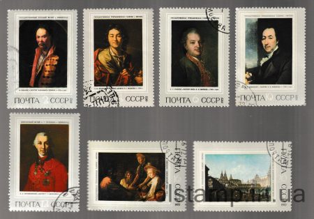 1972 серия марок Русская живопись ХVIII-начала ХIХ вв Гашеная №4061-4067