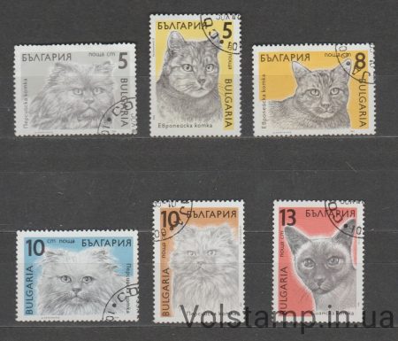 1989 Болгарія Серія марок (Кішки, коти) Гашені №3808-3813