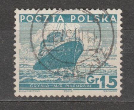 1935 Польша Марка (Пилсудский (лайнер), корабль) Гашеная №303