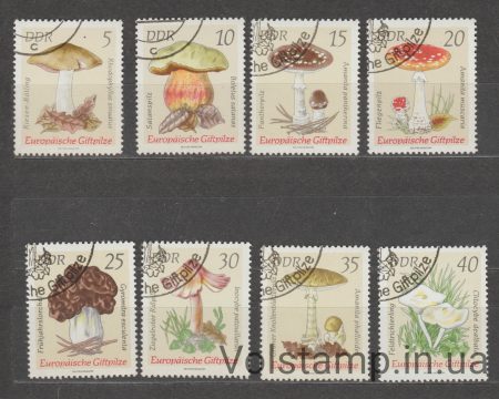 1974 ГДР Серия марок (Европейские поганки, грибы) Гашеные №1933-1940