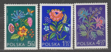 1974 Польша Серия марок (Флора, вышивки) MNH №2309-2311