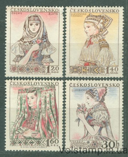 1956 Чехословаччина Серія марок (Національні народні костюми) MH №994-997