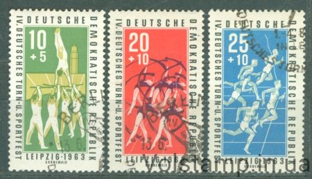 1963 ГДР Серия марок (Гимнастика) Гашеные №963-965