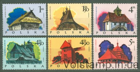 1974 Польща Серія марок (Дерев'яна архітектура) MNH №2302-2307