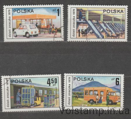 1979 Польша Серия марок (День печати, автомобили) Гашеные №2651-2654