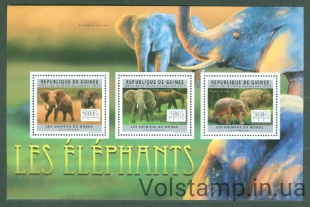 2011 Гвінея Малий аркуш (Слони) MNH №8894-8896