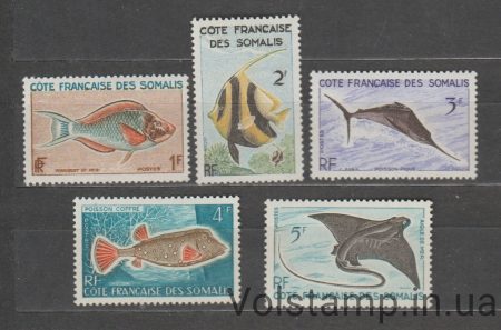 1959 Французский Сомалиленд Серия марок (Рыбы) MNH №320-324