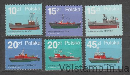 1988 Польща Серія марок (Пожежні човни) MNH №3184-3189
