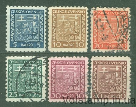1931 Чехословакія Серія марок (Національний герб) Гашені №277-282
