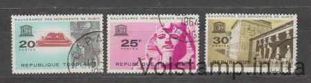 1964 Того Серія марок (ЮНЕСКО, архітектура, статуї) Гашені №419-421
