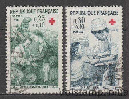 1966 Франция Серия марок (Красный крест) Гашеные №1568-1569