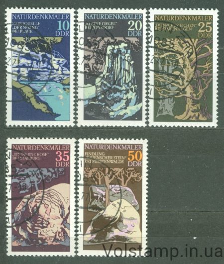 1977 GDR Series of stamps (Natural Monuments) Used №2203-2207