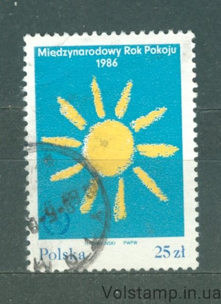 1986 Польша Марка (Международный год мира) Гашеная №3018