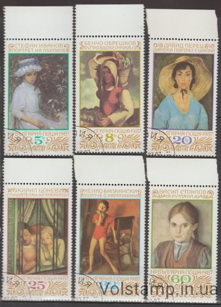 1987 Болгария Серия марок (Картины в Софийской национальной галерее) Гашеные №3598-3603