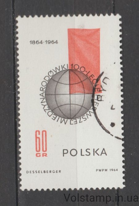 1964 Poland Stamp (Globe and red flag) Used №1529