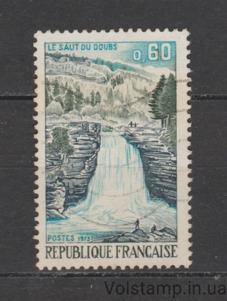 1973 Франція Марка (Водоспад, Дубс) Гашена №1845