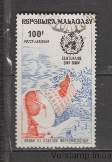 1973 Мадагаскар Марка (Эмблема ВМО, Радар) Гашеная №696