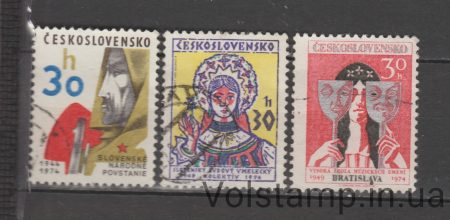 1974 Чехословаччина Серія марок (30 років Словацькому повстанню) Гашені №2211-2213