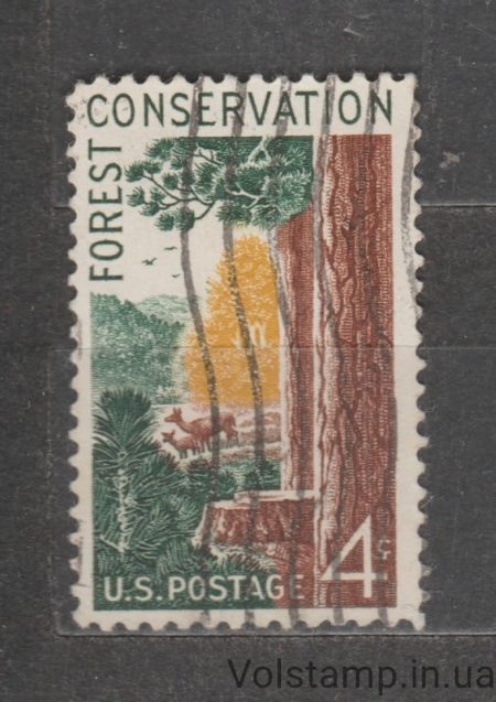 1958 США Марка (Лесная сцена / Олень) Гашеная №741