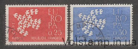 1961 Франція Серія марок (Європа Голуби) Гашені №1363-1364