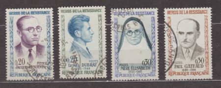 1961 Франция Серия марок (Герои сопротивления) Гашеные №1342-1345