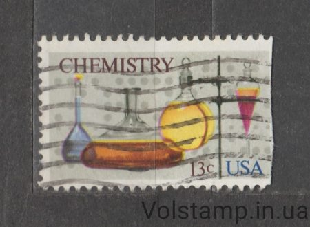 1976 США Марка (Химия: колбы, делительная воронка, компьютерная лента) Гашеная №1255