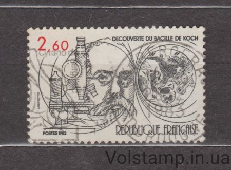 1982 Франция Марка (Открытие туберкулезной палочки) Гашеная №2366