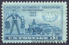 1952 США Марка (Автомобили, 50 лет автомобильному клубу Америки) MNH №625