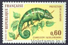 1971 France stamp (Reptiles, Chameleon) MNH №1771