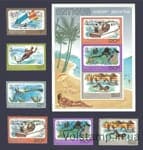 1976 Antigua Series stamps + block (Fish, Diving, Ships, Corals) MNH №432-437
