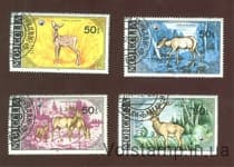 1985 Монголия Серия марок (Фауна, млекопитающие, олени, антилопы) Гашеные №1690-1693