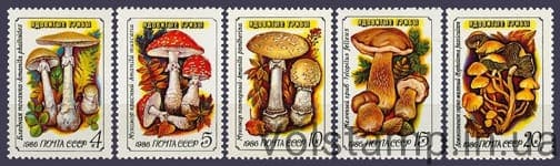 1986 серия марок Ядовитые грибы №5655-5659