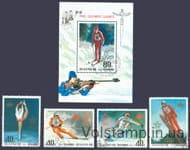 1987 Северная Корея Серия марок + блок (Зимние Олимпийские игры, Калгари) Гашеные №2879-2883 (Блок 226)