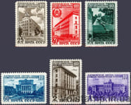 1950 серия марок 10 лет Латвийской ССР (образована в июле 1940) - MNH №1449-1454