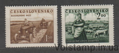 1951 Чехословакия серия марок (Фауна, коровы, трактор, ферма) MNH №655-656