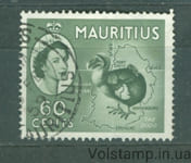 1954 Маврикий марка (Фауна, птица, додо, динозавры, Елизавета II) Гашеная №253